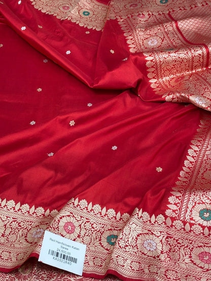 Red Handwoven Pure Banarasi Katan Silk Saree