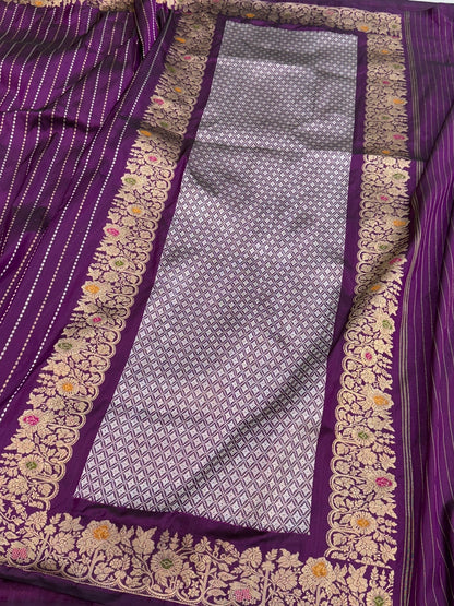 Magenta Handwoven Pure Banarasi Silk Saree | Pure Katan Silk | Kadwa Weave | HMR Handlooms