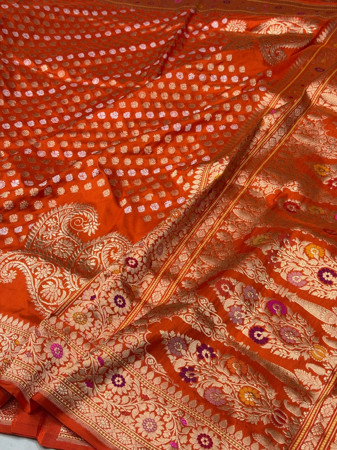 Orange Handwoven Pure Banarasi Silk Saree