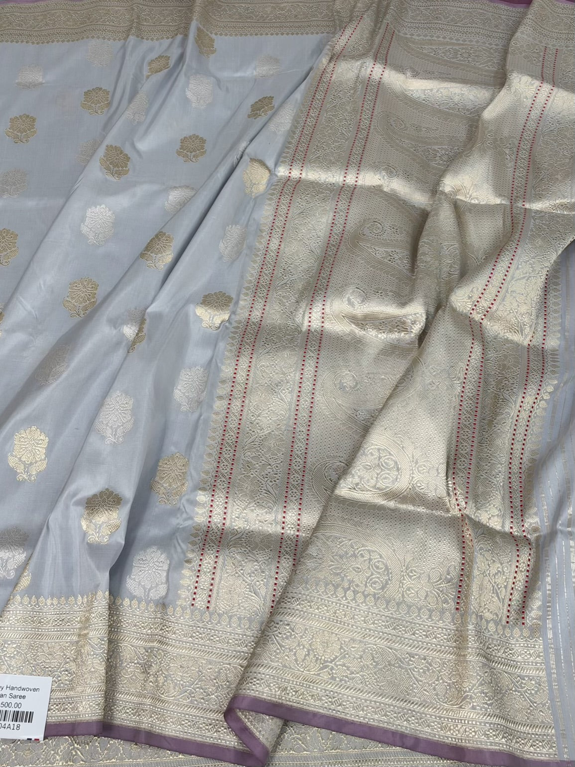 Ash Grey Handwoven Pure Banarasi Katan Silk Saree