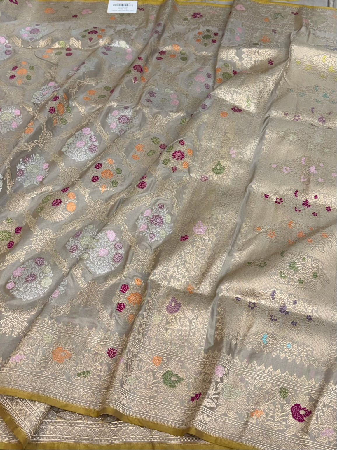 Grey Handwoven Banarasi Pure Katan Silk Saree