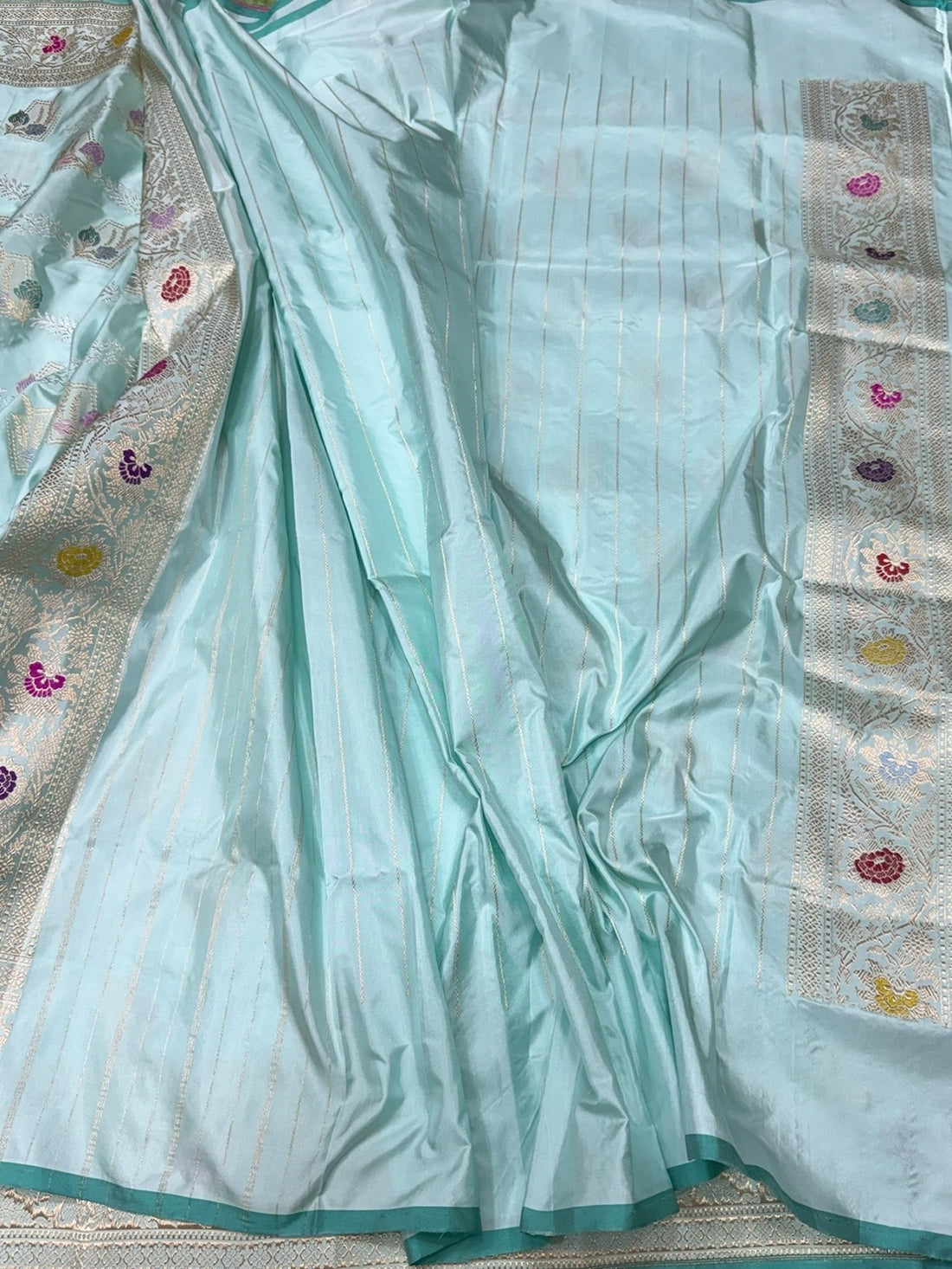 Sky Blue Handwoven Pure Banarasi Silk Saree