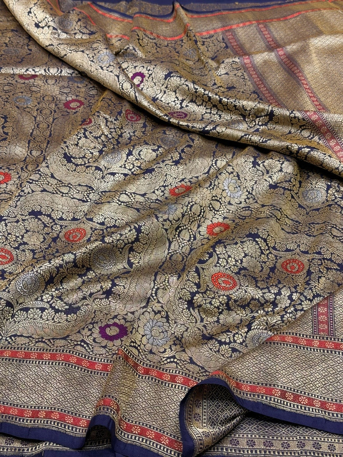 Purple Handwoven Pure Banarasi Brocade Silk Saree – Luxury Meenakari Work