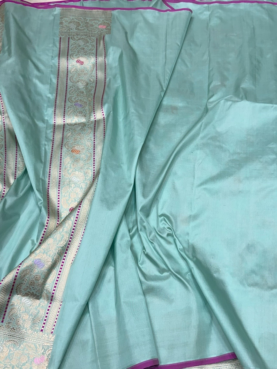 Sea Blue Handwoven Pure Banarasi Silk Saree