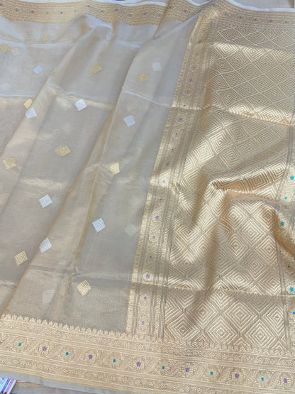 Gold Handwoven Pure Banarasi Tissue Saree