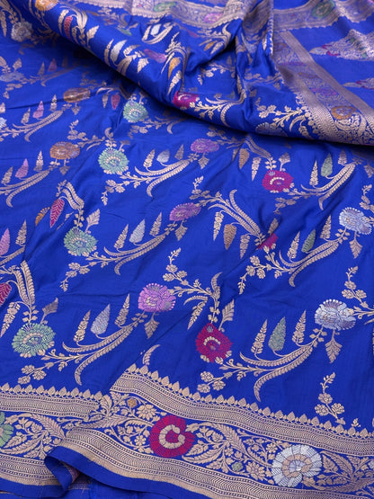 Royal Blue Banarasi Minakari Pure Silk Saree