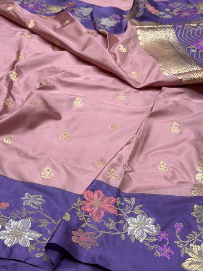 Gajiri Pink Handwoven Pure Banarasi Silk Saree