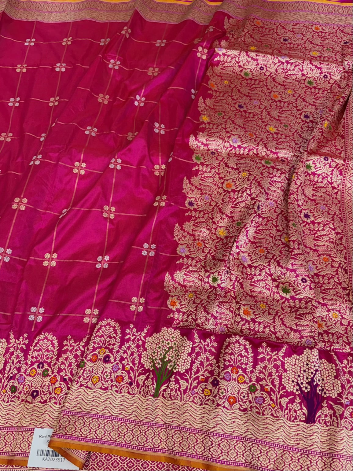 Rani Pink Handwoven Pure Banarasi Katan Silk Saree