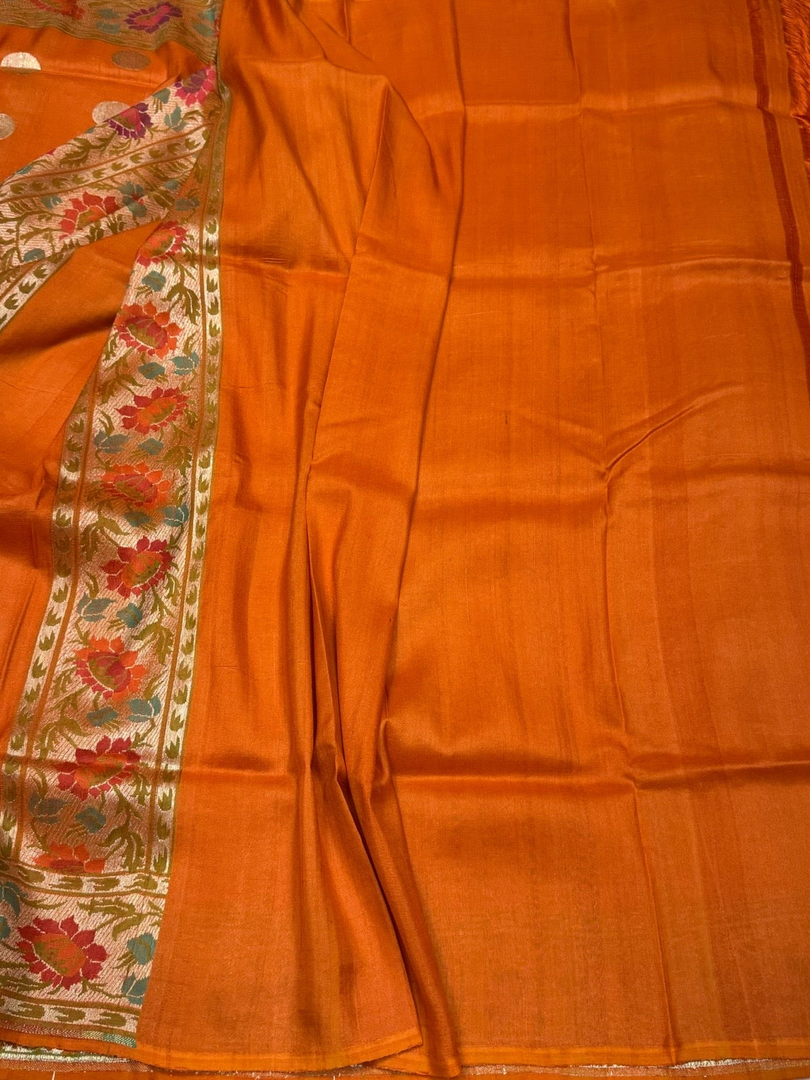 Orange Paithni Border Pure Tussar Georgette Saree
