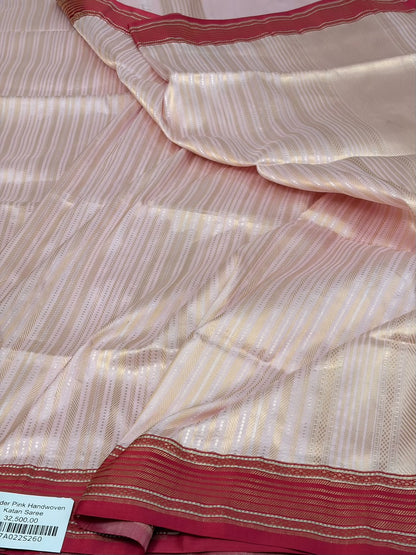 Baby Pink Handwoven Pure Banarasi Katan Silk Saree