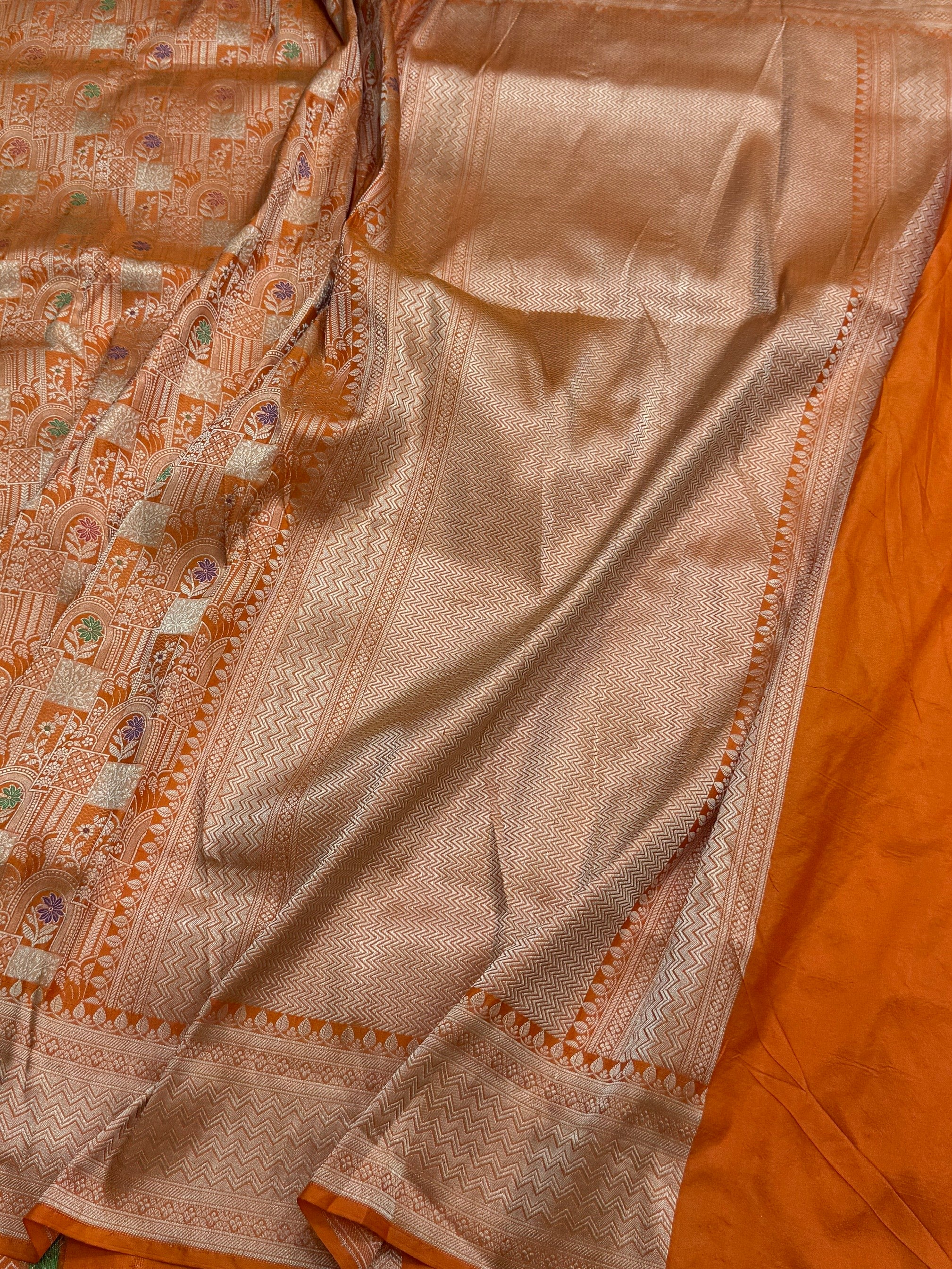 Banarasi Minakari Pure Silk Brocade Saree | 100% Pure Katan Silk