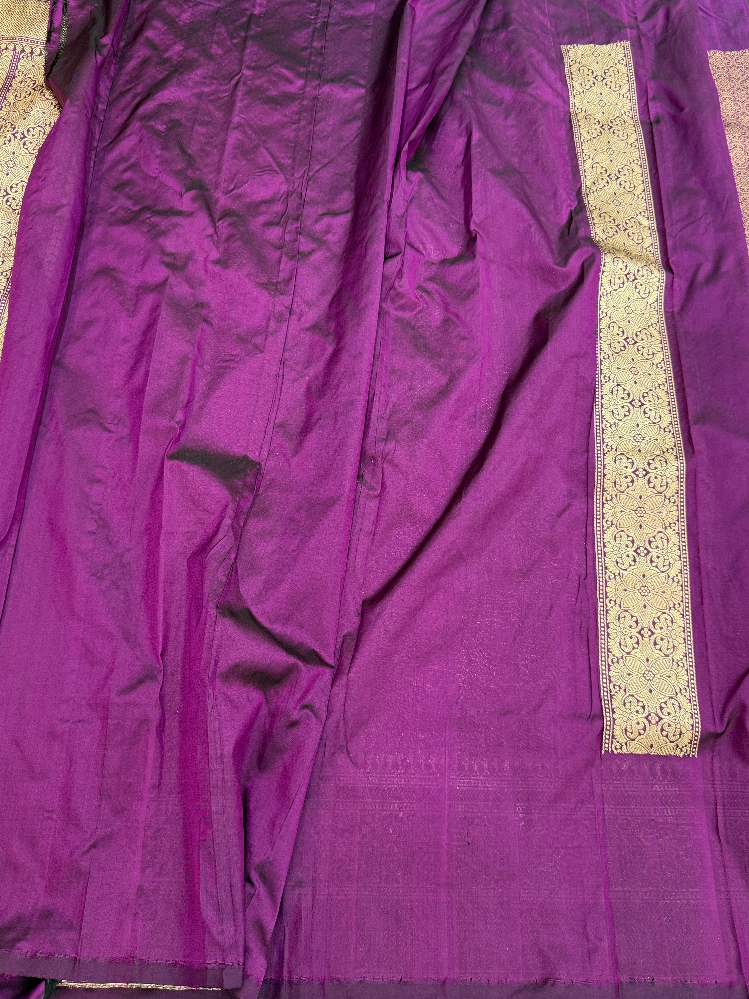 Magenta Pure Banarasi Silk Brocade Saree in Katan Mulberry Silk – Classic Banaras Weave
