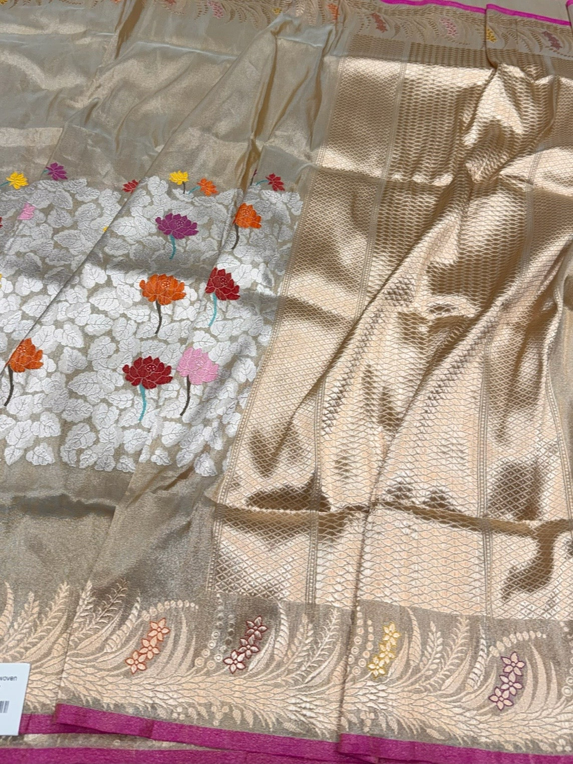 Champagne Gold Handwoven Pure Banarasi Tissue Saree