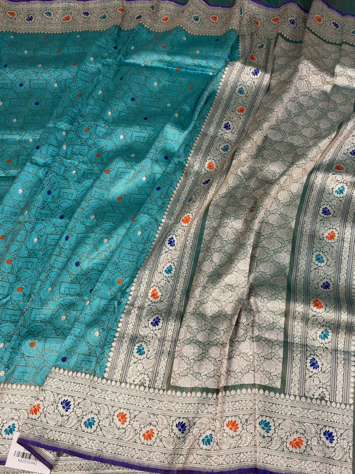 Sky Blue Handwoven Banarasi Pure Tissue Silk Brocade Saree