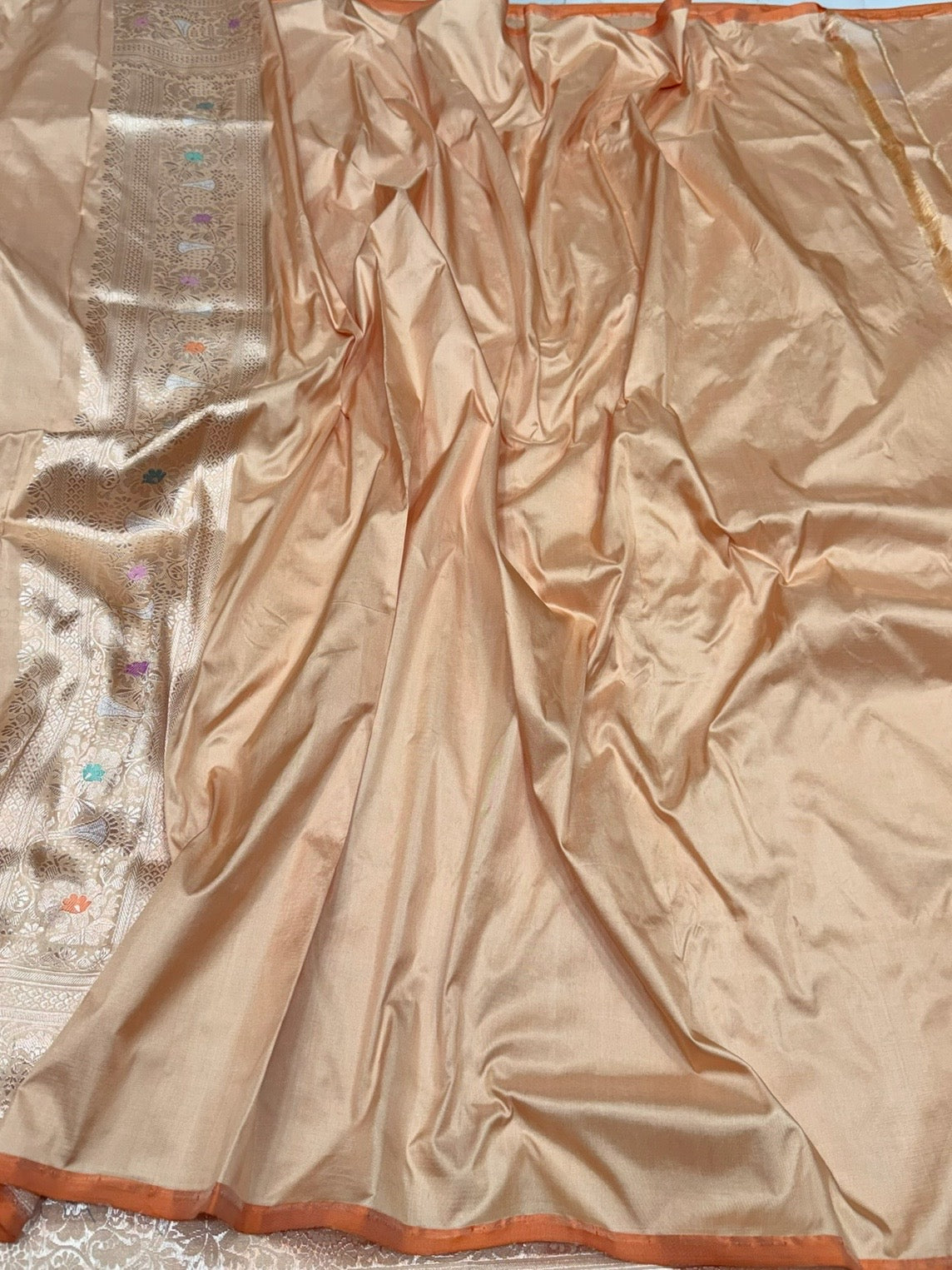 Peach Handwoven Pure Banarasi Silk Saree