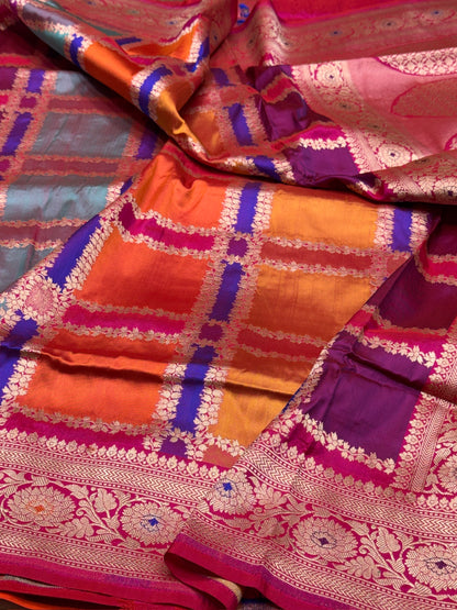 Multicolour Banarasi Pure Silk Saree