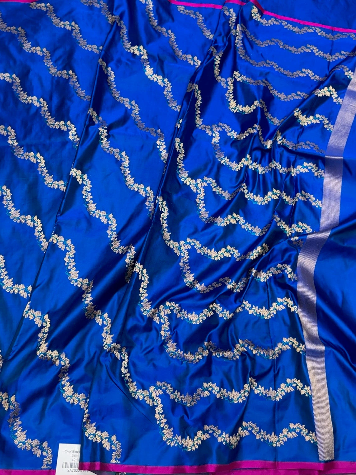 Royal Blue Handwoven Pure Banarasi Satin Silk Saree