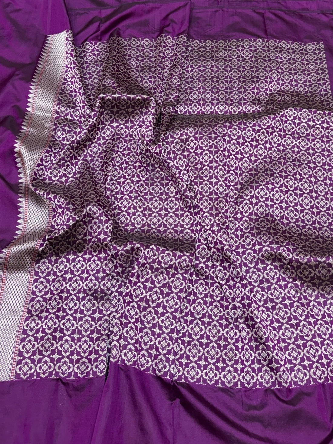 Purple Handwoven Pure Banarasi Ektara Silk Saree