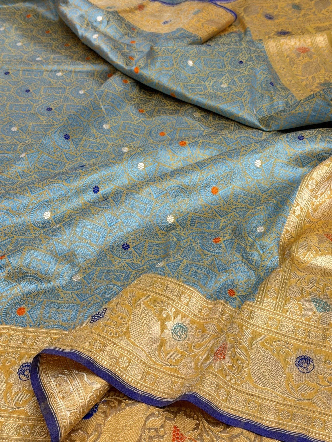 Sea Green Handwoven Banarasi Pure Tissue Silk Brocade Saree