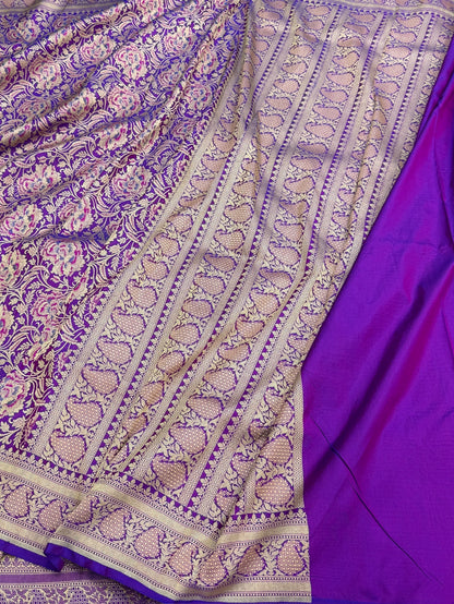 Banarasi Minakari Pure Silk Brocade Saree – Katan Silk with Intricate Minakari &amp; Rich Brocade Weave