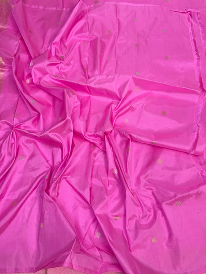 Fluorescent Pink Handwoven Banarasi Silk Saree