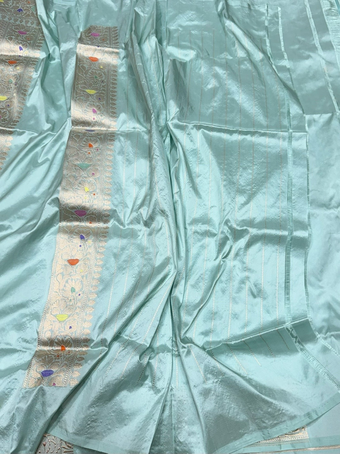 Sky Blue Handwoven Pure Banarasi Silk Saree