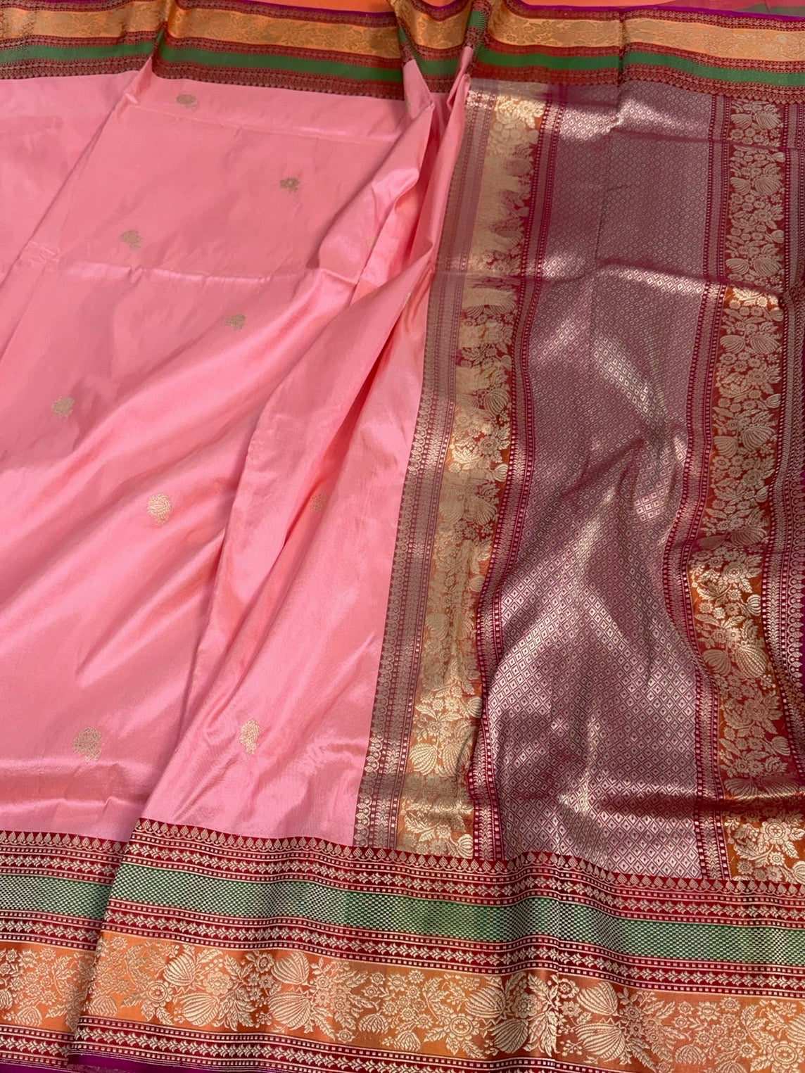 Peach Handwoven Pure Banarasi Silk Saree