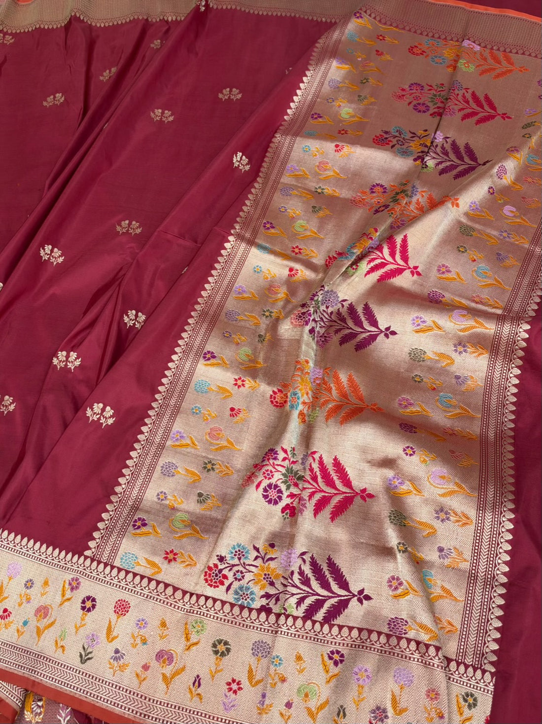 Maroon Handwoven Pure Banarasi Katan Silk Saree