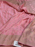Baby Pink Handwoven Pure Banarasi Satin  Silk Saree