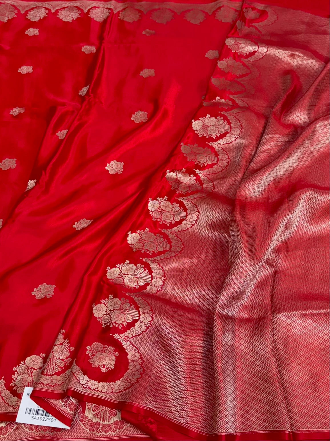 Red Handwoven Pure Banarasi Mashru Satin Silk Saree