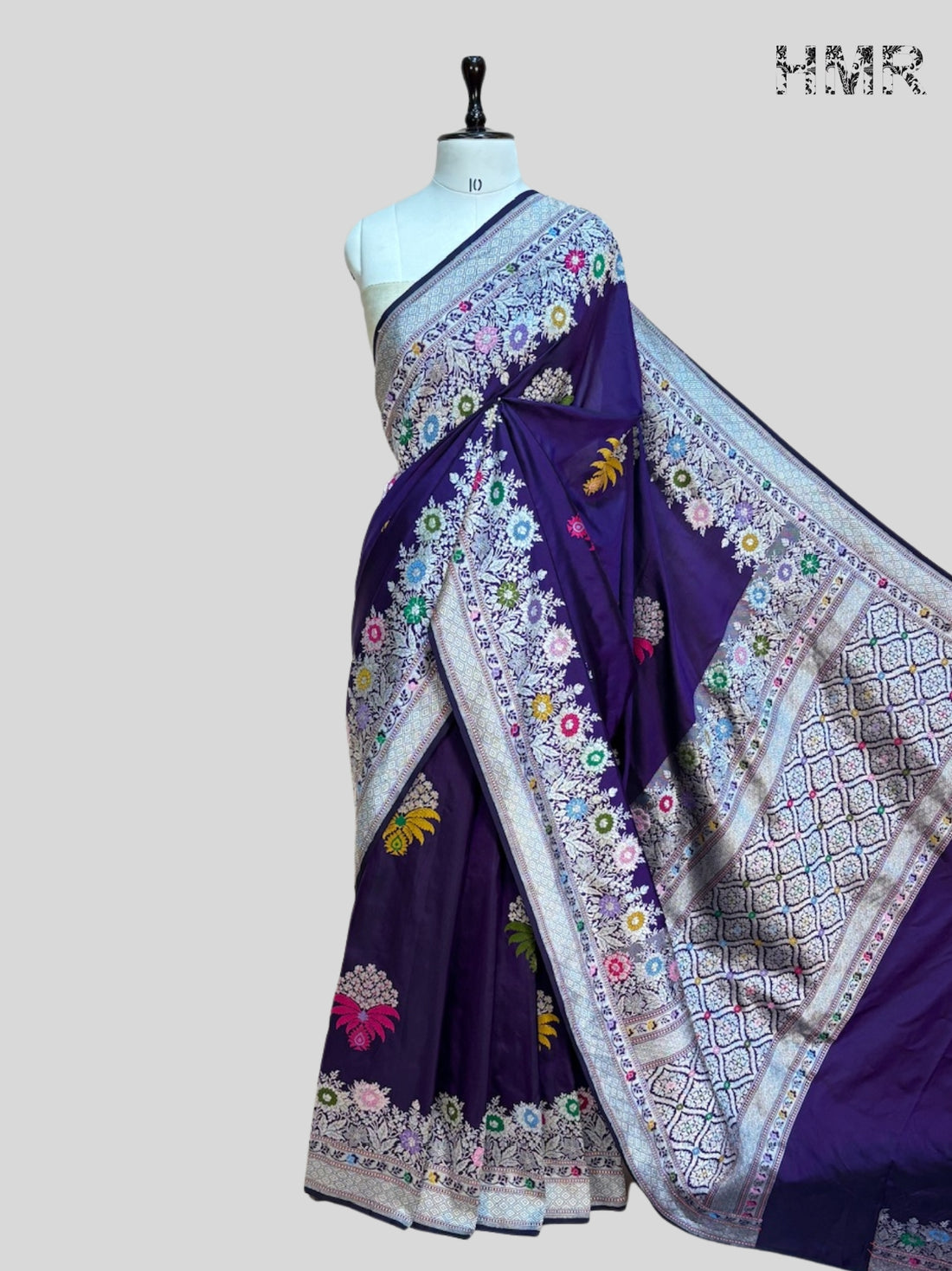 Purple Handwoven Banarasi Ektara Pure Silk Saree
