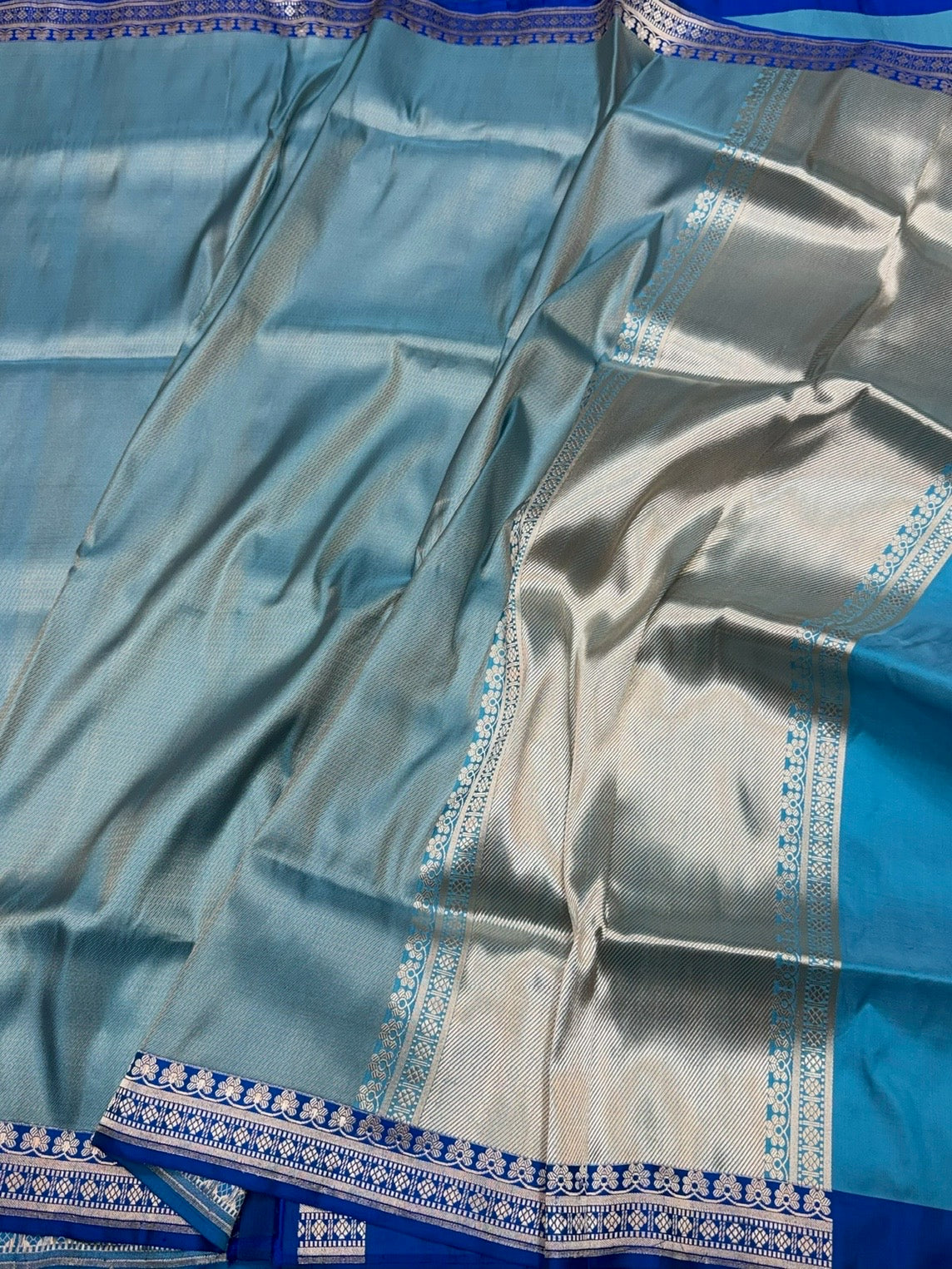 Sky Blue Handwoven Banarasi Pure Silk Brocade Saree