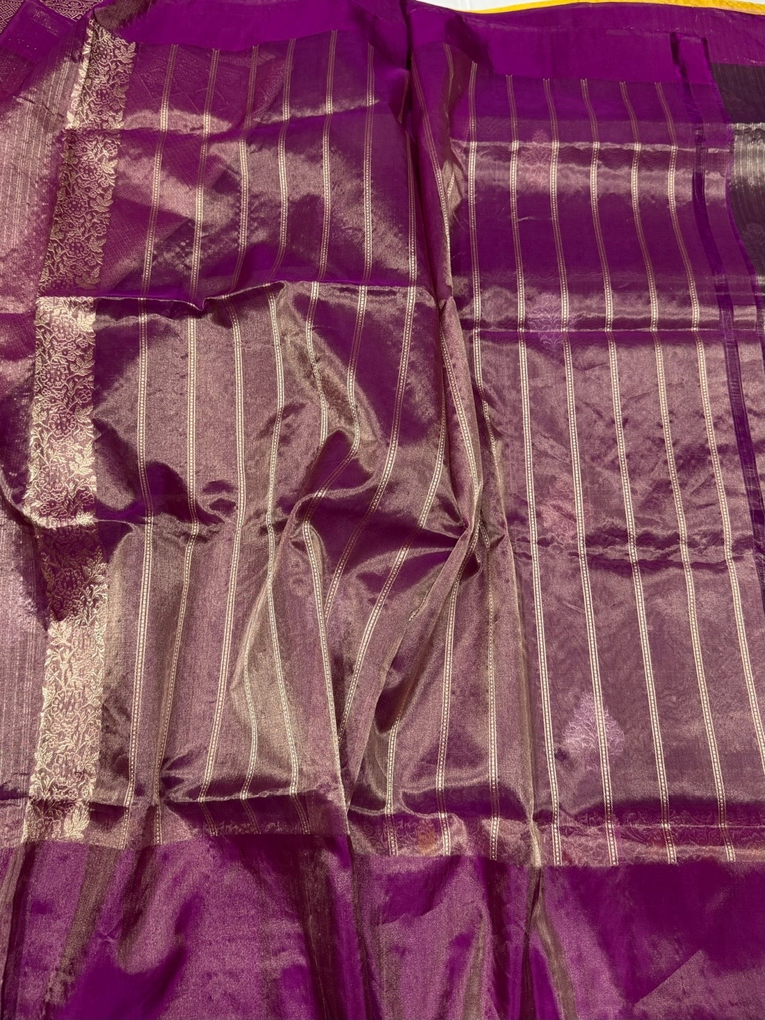 Magenta Pink Handwoven Pure Banarasi Kora Tissue Saree