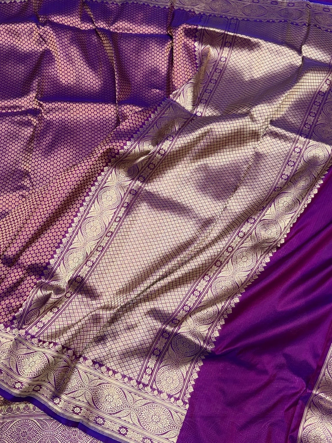 Purple Pure Banarasi Silk Brocade Saree in Katan Mulberry Silk