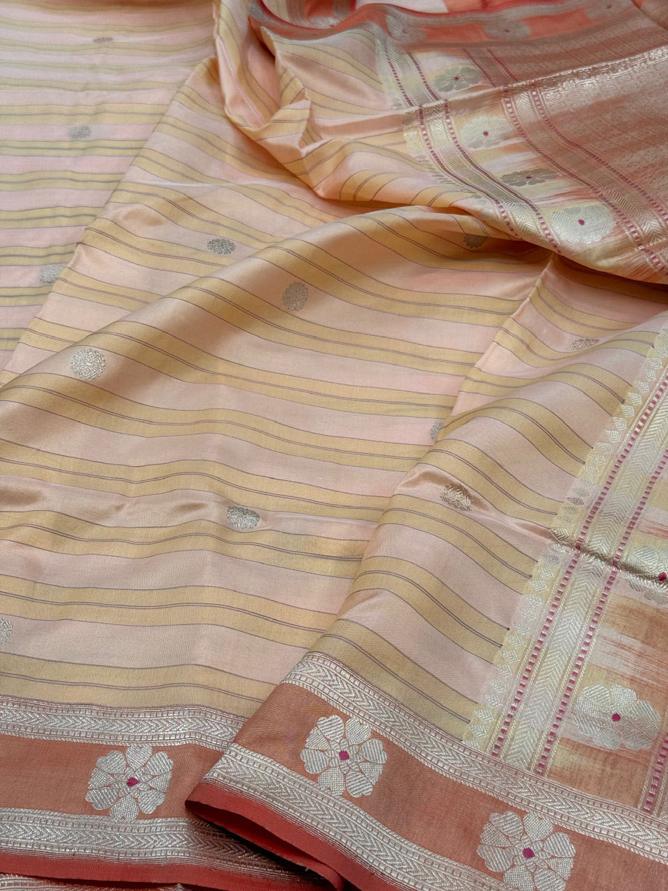 Handwoven Pure Kora Katan Silk Saree