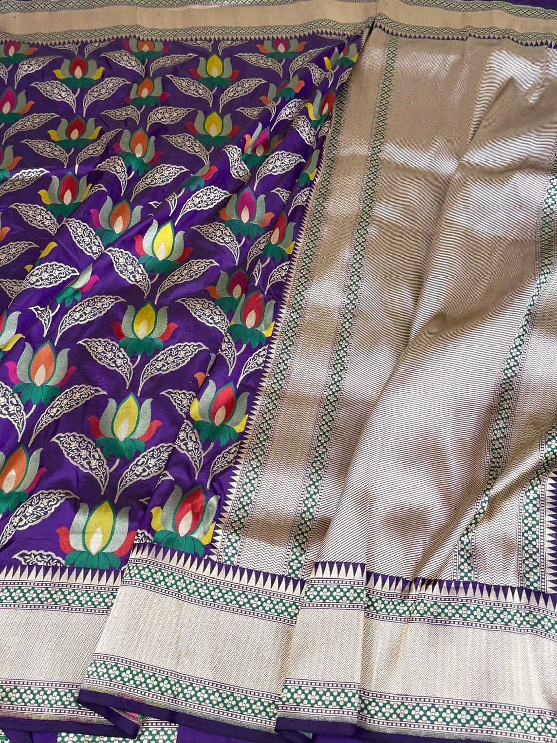 Purple Banarasi Tilfi Minakari Pure Katan Silk Saree