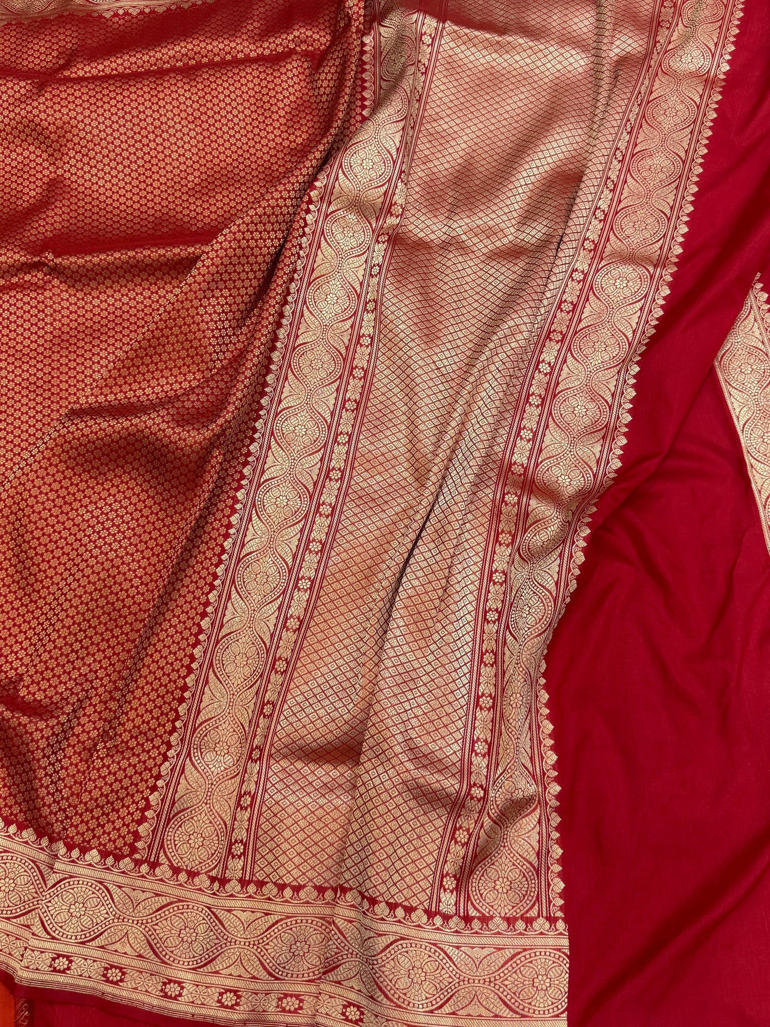 Red Pure Banarasi Silk Brocade Saree in Katan Mulberry Silk