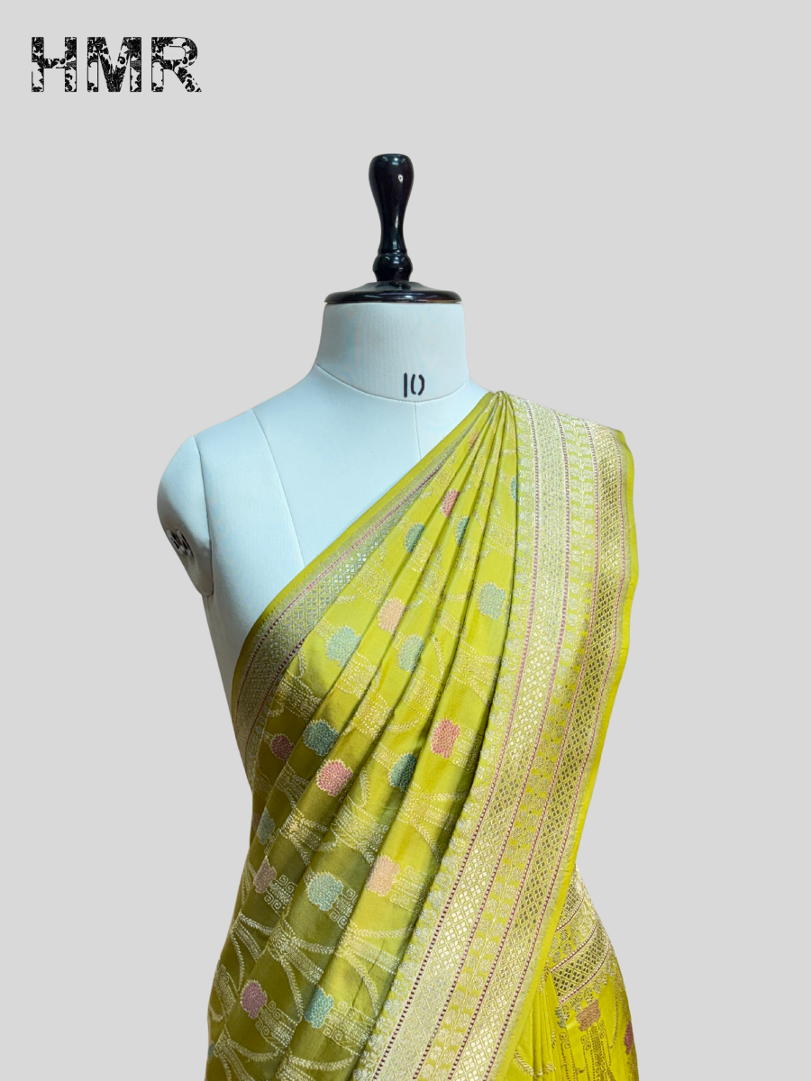 Lemon Yellow Handwoven Pure Silk Saree