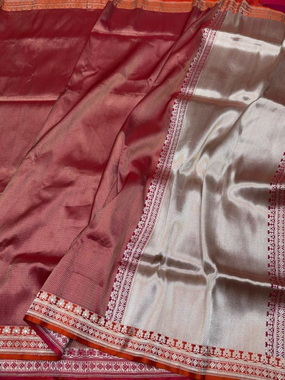 Red Handwoven Pure Banarasi Brocade Saree – Kadwa Katan Silk | Authentic Banaras Handloom