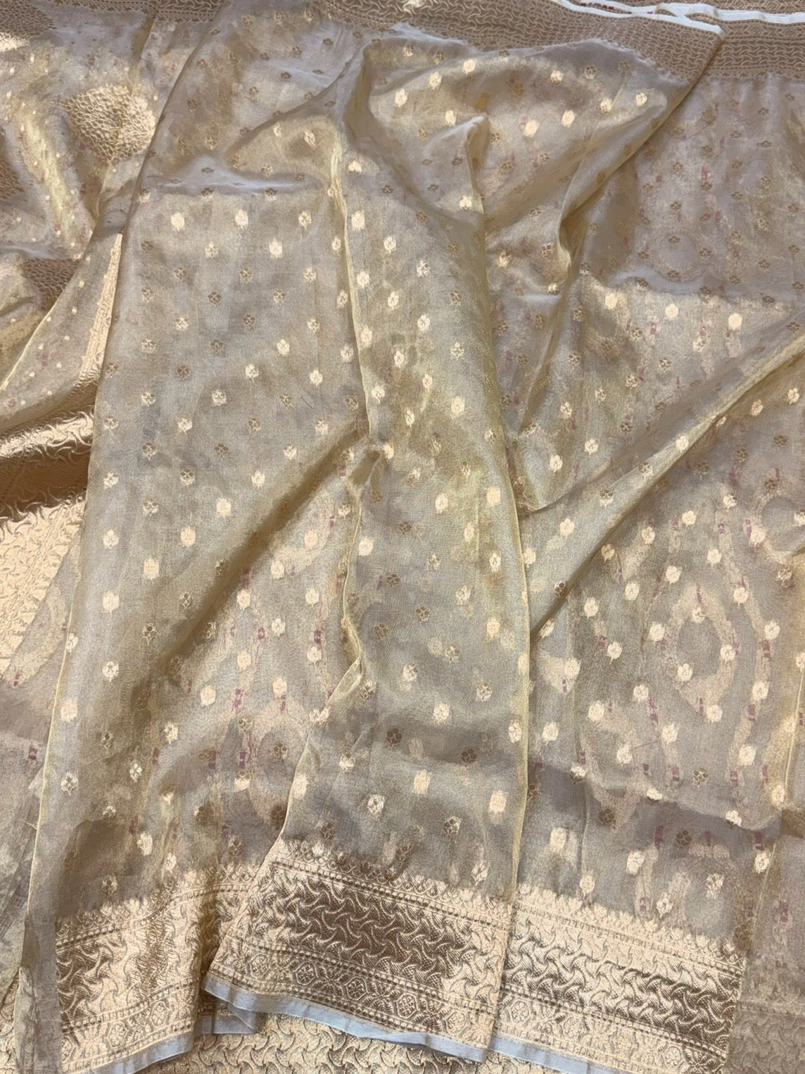 Champagne Gold Pure Banarasi Tissue Silk Saree