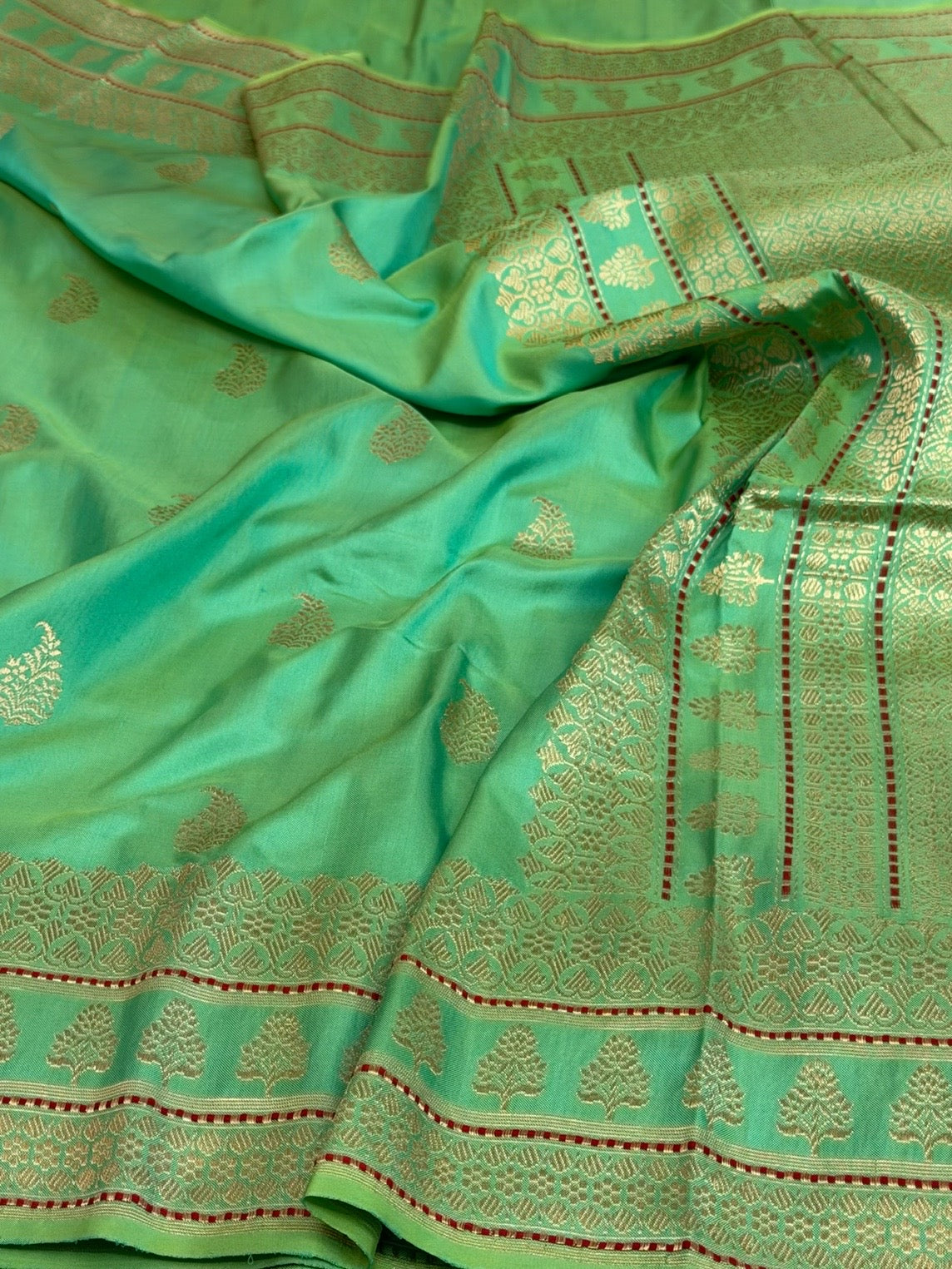 Sea Green Handwoven Pure Banarasi Ektara Silk Saree