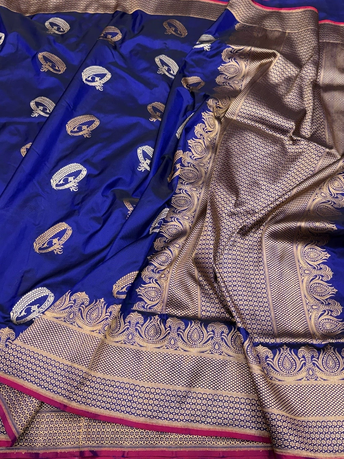 Royal Blue Handwoven Pure Banarasi Silk Saree – Kadwa Katan Mulberry Silk | Authentic Banaras Handloom
