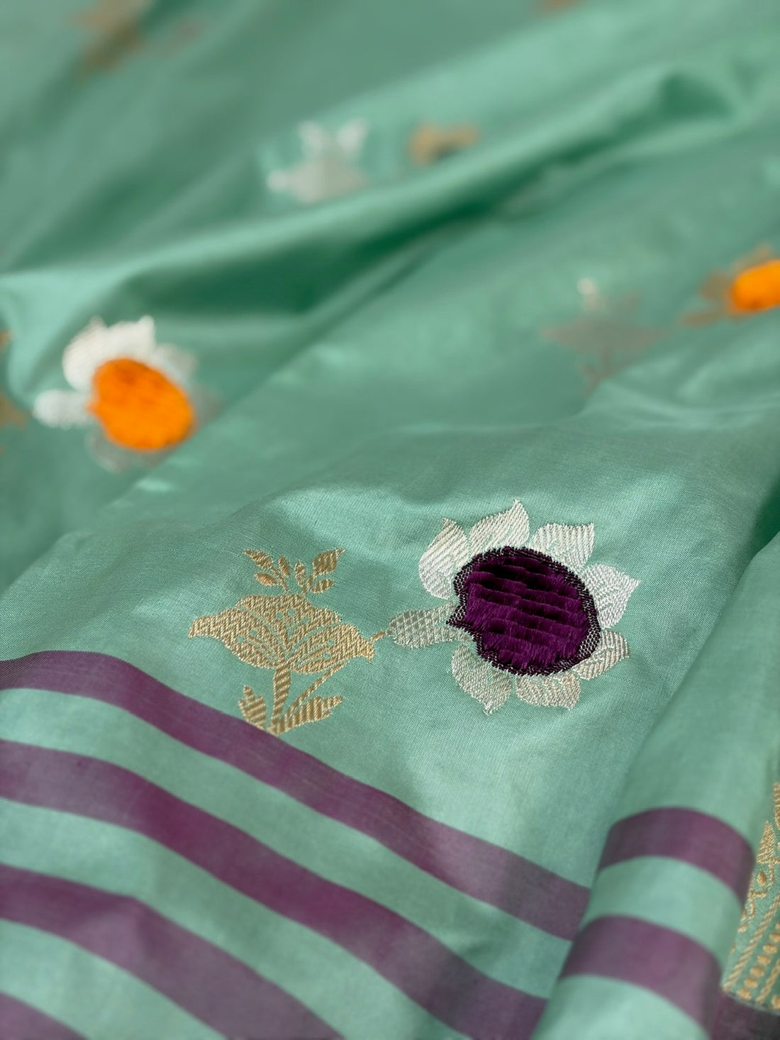 Pista Green Handwoven Pure Banarasi Katan Silk Saree