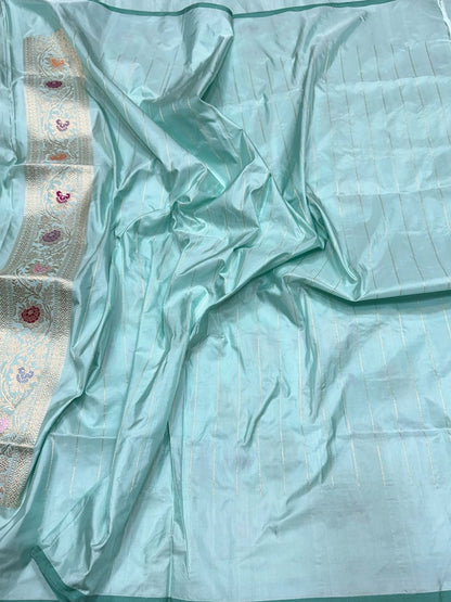 Sky Blue Handwoven Pure Banarasi Silk Saree