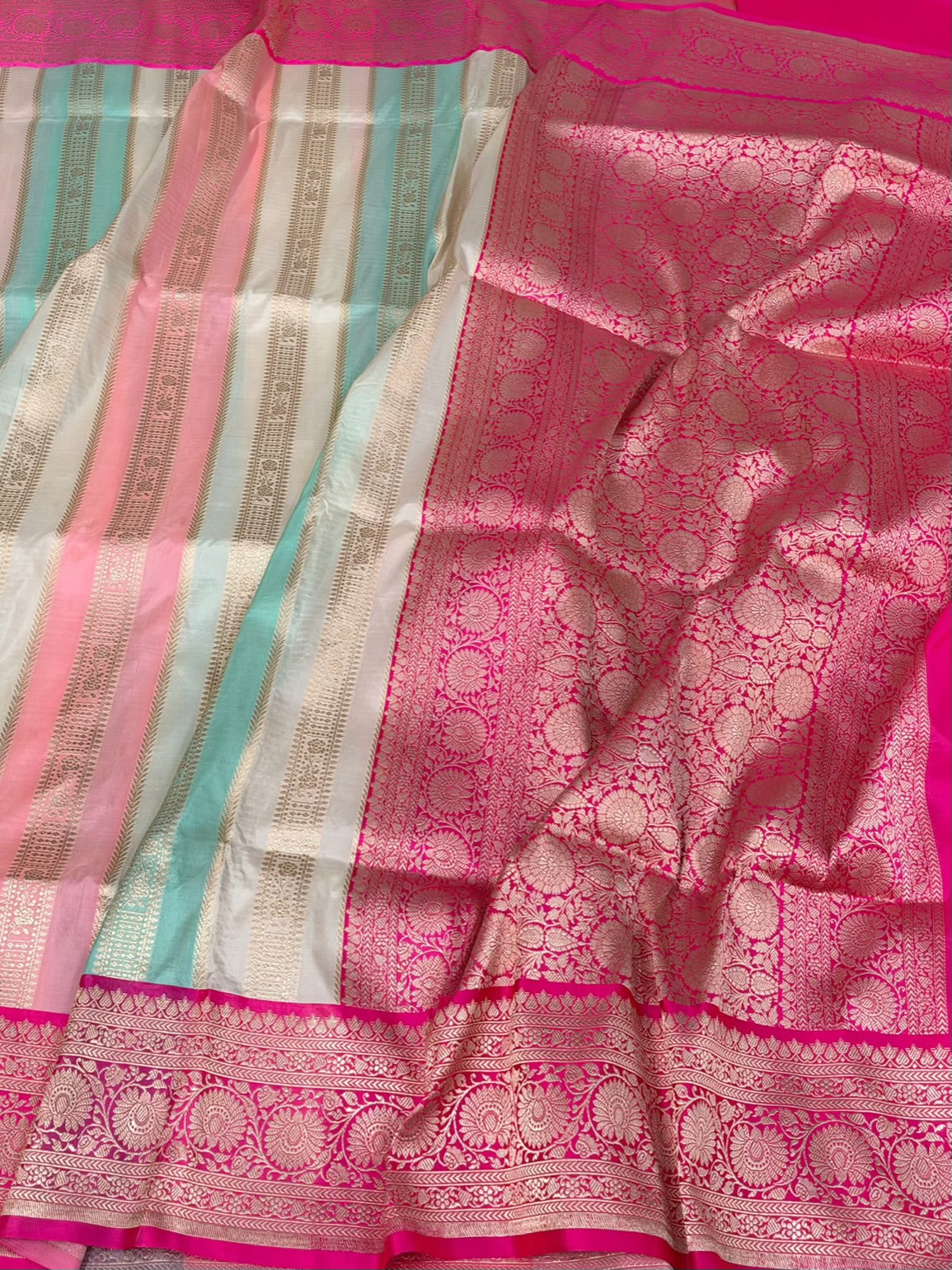 Ivory Rangkaat Pure Banarasi Katan Silk Saree