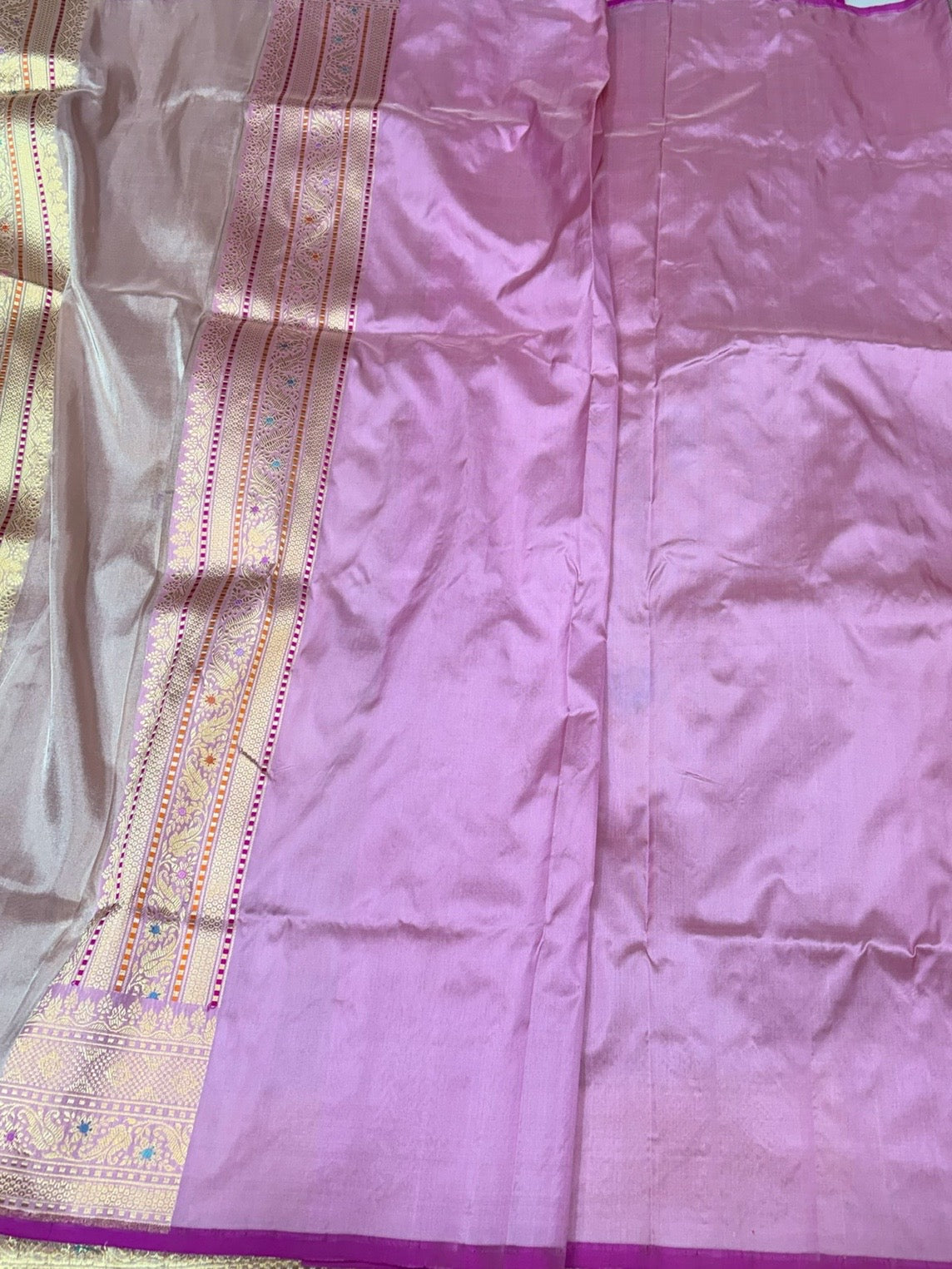 Baby Pink Handwoven Pure Banarasi Tissue Silk Saree