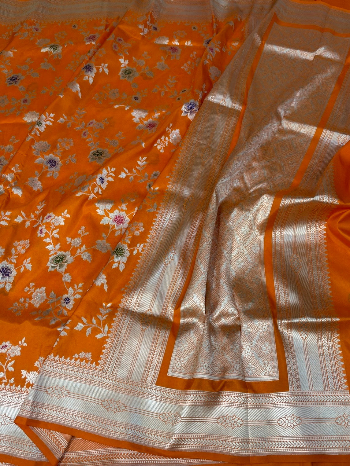 Orange Minakari Banarasi Pure Katan Silk Saree