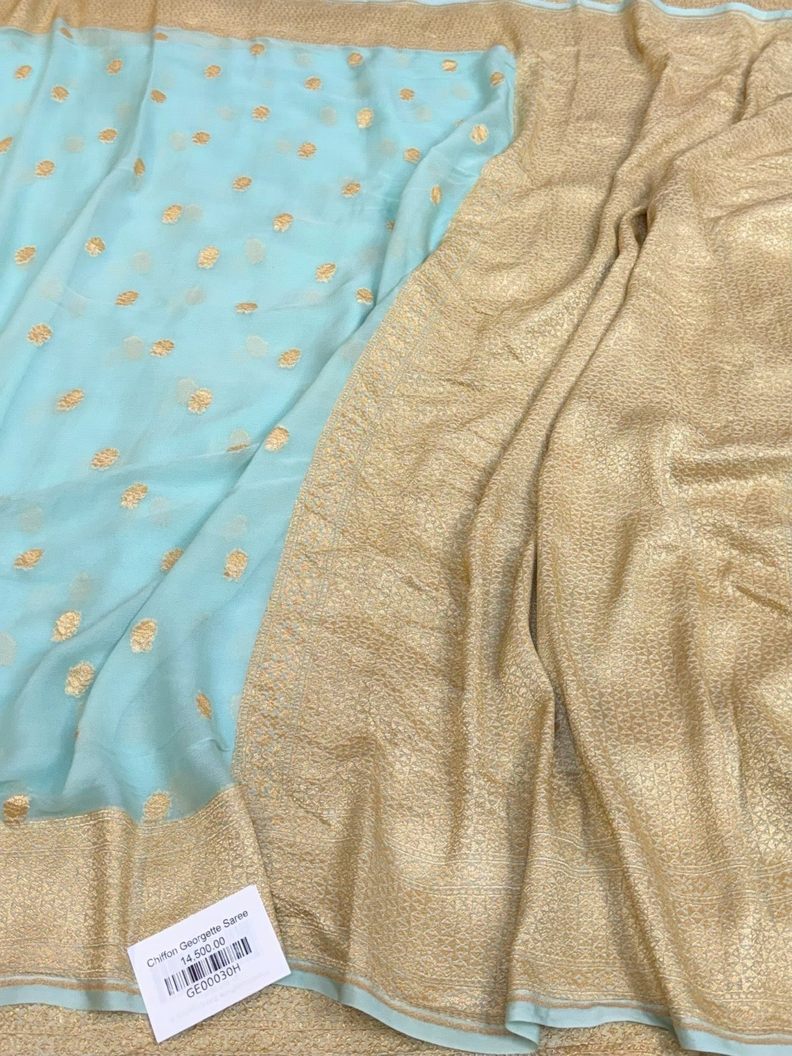 Sea Blue Banarasi Pure Chiffon Georgette Saree