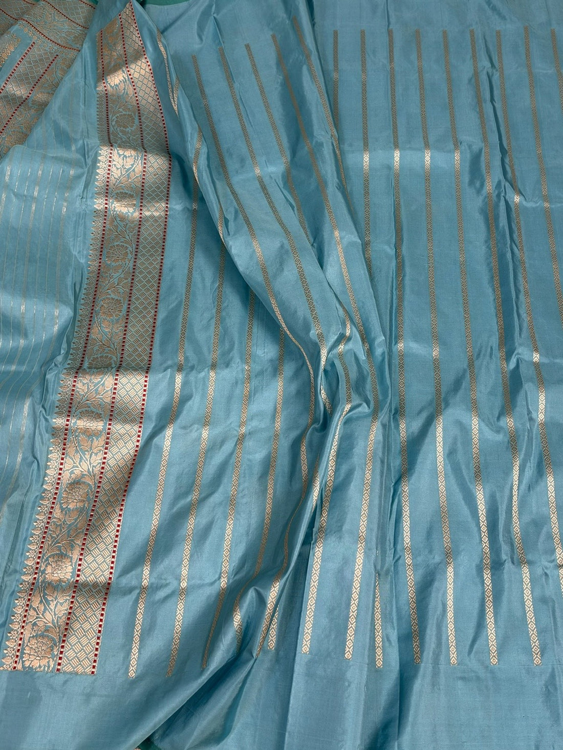 Sky Blue Handwoven Pure Banarasi Silk Saree