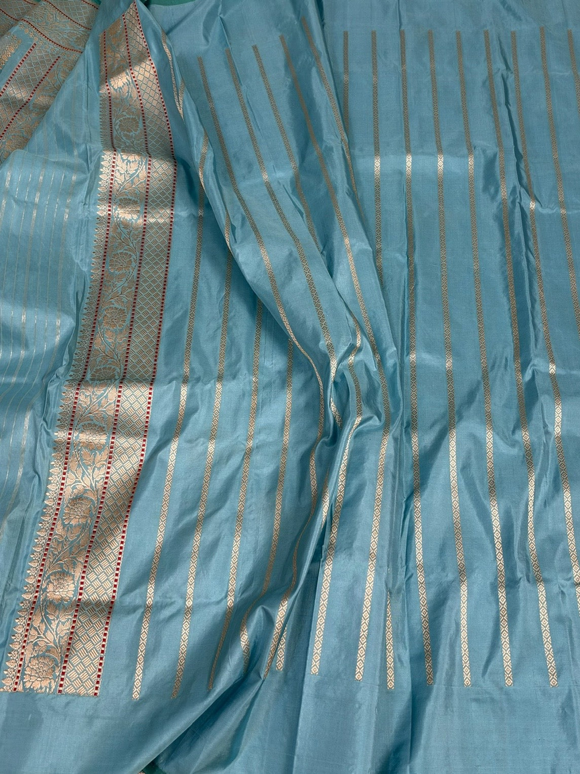 Sky Blue Handwoven Pure Banarasi Silk Saree